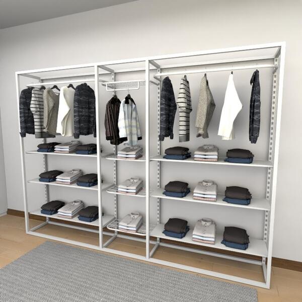 Closet Araras, Guarda Roupas Aberto Industrial Com 27 Peças B