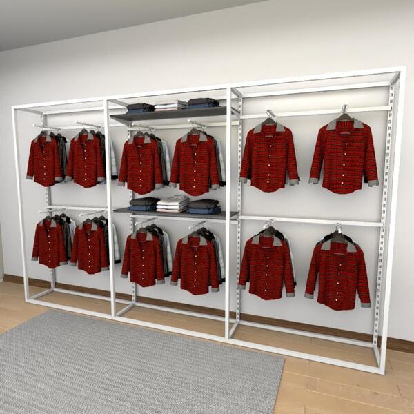 Closet Araras, Guarda Roupas Aberto Industrial Com 27 Peças B