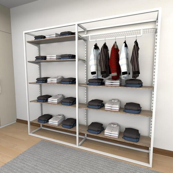 Closet Araras, Guarda Roupas Aberto Industrial Com 27 Peças B