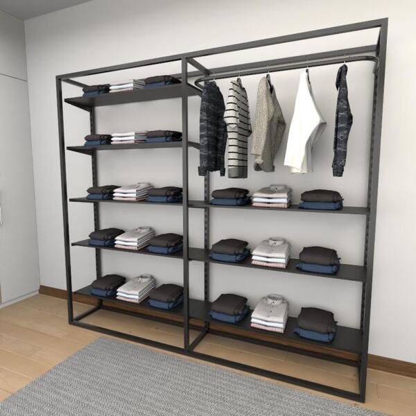 Closet Araras, Guarda Roupas Aberto Industrial Com 27 Peças P