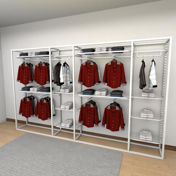 Closet Araras, Guarda Roupas Aberto Industrial Com 28 Peças B