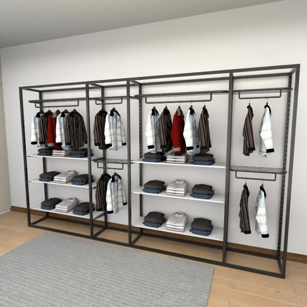 Closet Araras, Guarda Roupas Aberto Industrial Com 28 Peças P