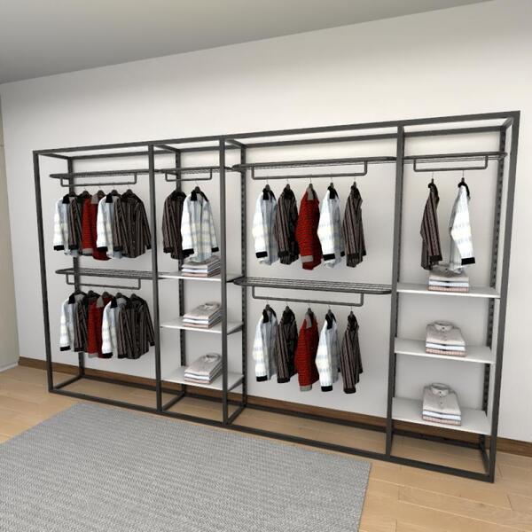 Closet Araras, Guarda Roupas Aberto Industrial Com 28 Peças P