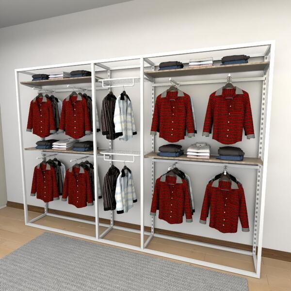 Closet Araras, Guarda Roupas Aberto Industrial Com 29 Peças B