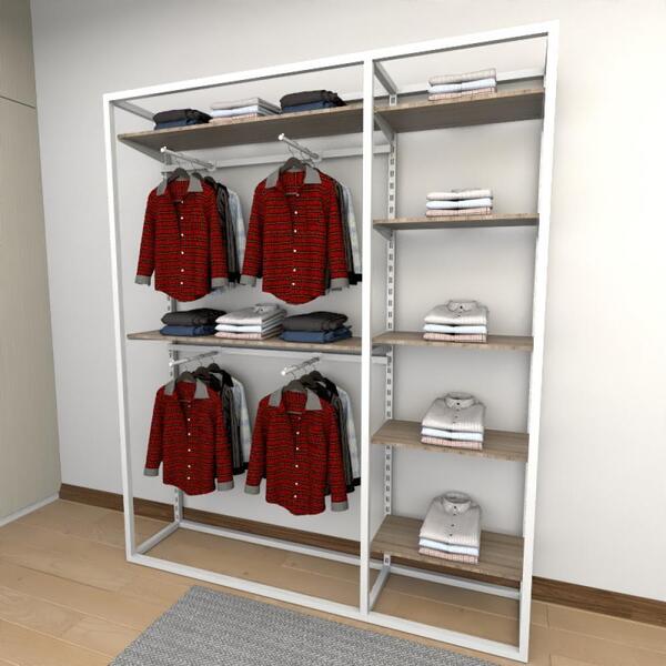 Closet Araras, Guarda Roupas Aberto Industrial Com 29 Peças B