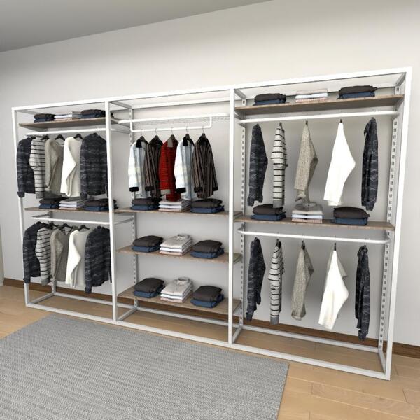 Closet Araras, Guarda Roupas Aberto Industrial Com 29 Peças B