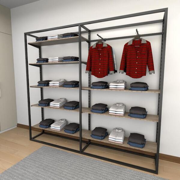 Closet Araras, Guarda Roupas Aberto Industrial Com 29 Peças P