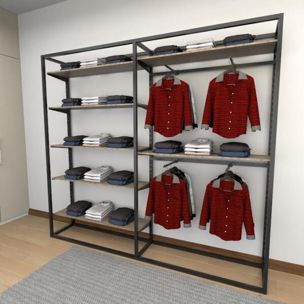 Closet Araras, Guarda Roupas Aberto Industrial Com 29 Peças P