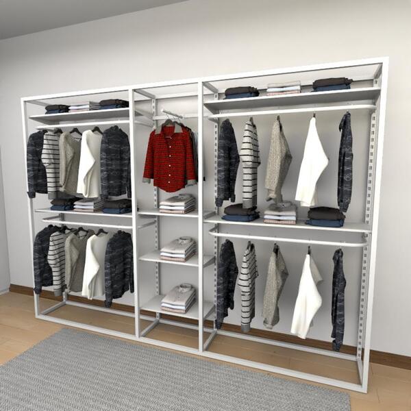 Closet Araras, Guarda Roupas Aberto Industrial Com 30 Peças B