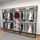 Closet Araras, Guarda Roupas Aberto Industrial Com 30 Peças B