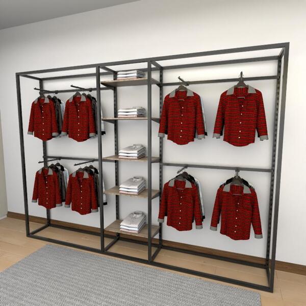 Closet Araras, Guarda Roupas Aberto Industrial Com 30 Peças P