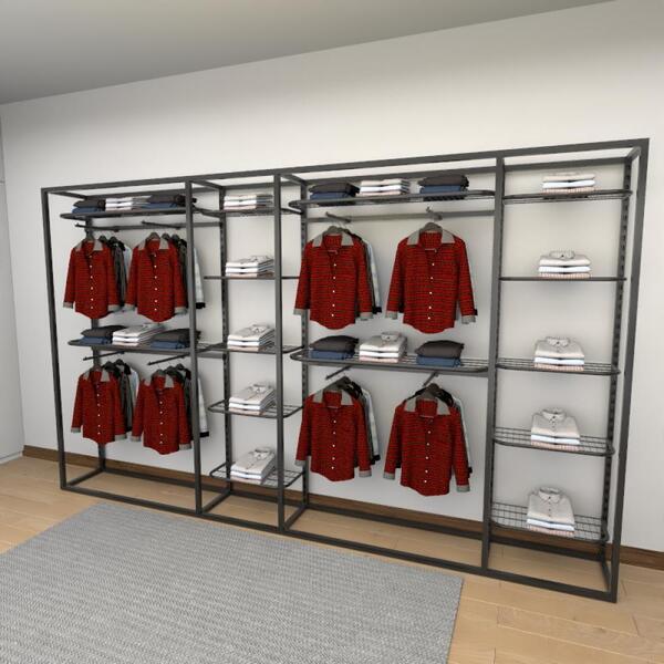 Closet Araras, Guarda Roupas Aberto Industrial Com 30 Peças P