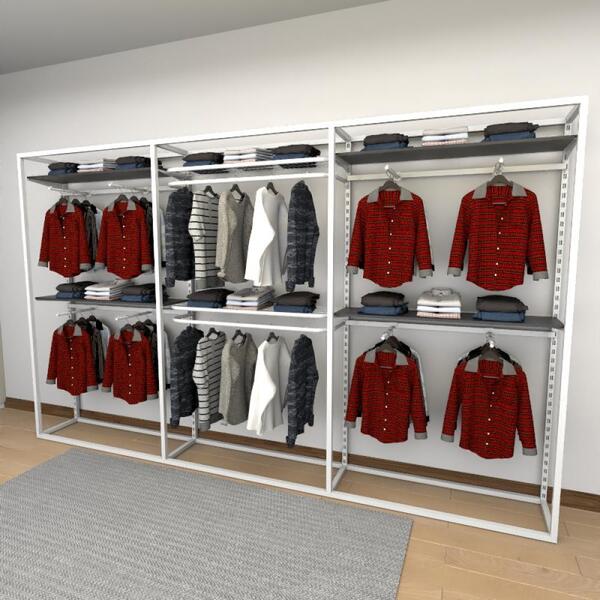 Closet Araras, Guarda Roupas Aberto Industrial Com 31 Peças B