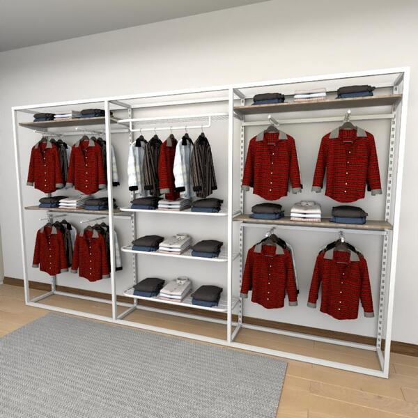 Closet Araras, Guarda Roupas Aberto Industrial Com 31 Peças B