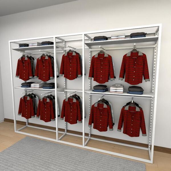 Closet Araras, Guarda Roupas Aberto Industrial Com 31 Peças B