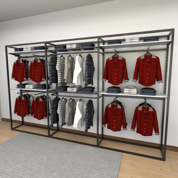 Closet Araras, Guarda Roupas Aberto Industrial Com 31 Peças P