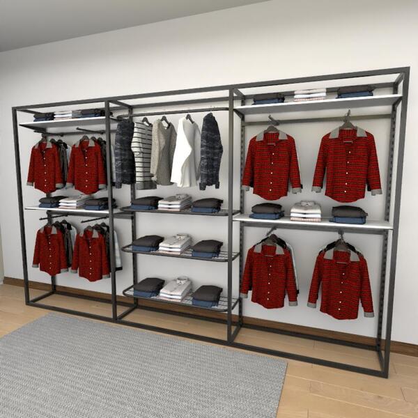 Closet Araras, Guarda Roupas Aberto Industrial Com 31 Peças P