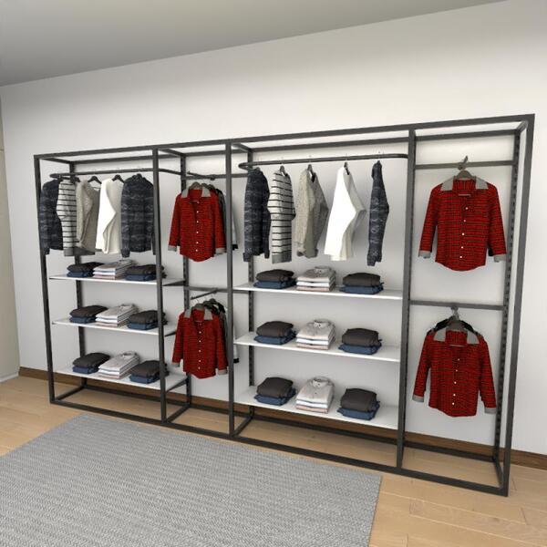 Closet Araras, Guarda Roupas Aberto Industrial Com 32 Peças B