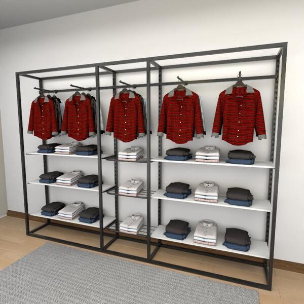 Closet Araras, Guarda Roupas Aberto Industrial Com 32 Peças B