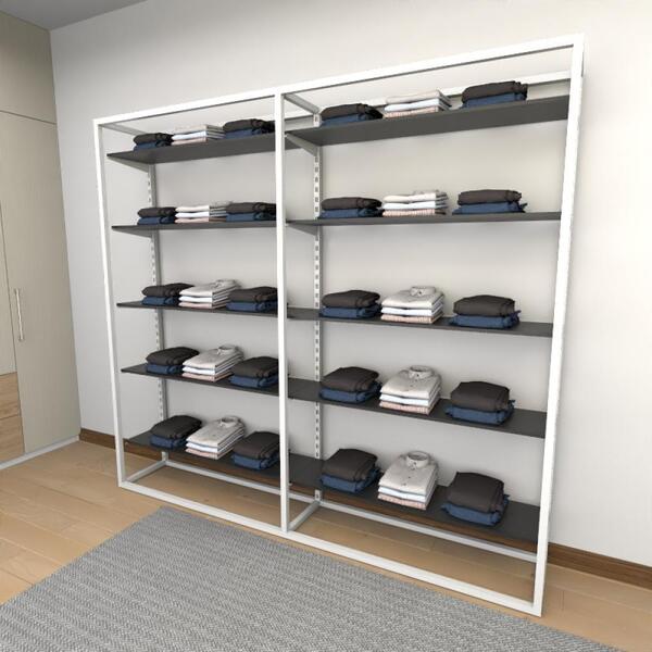 Closet Araras, Guarda Roupas Aberto Industrial Com 32 Peças B