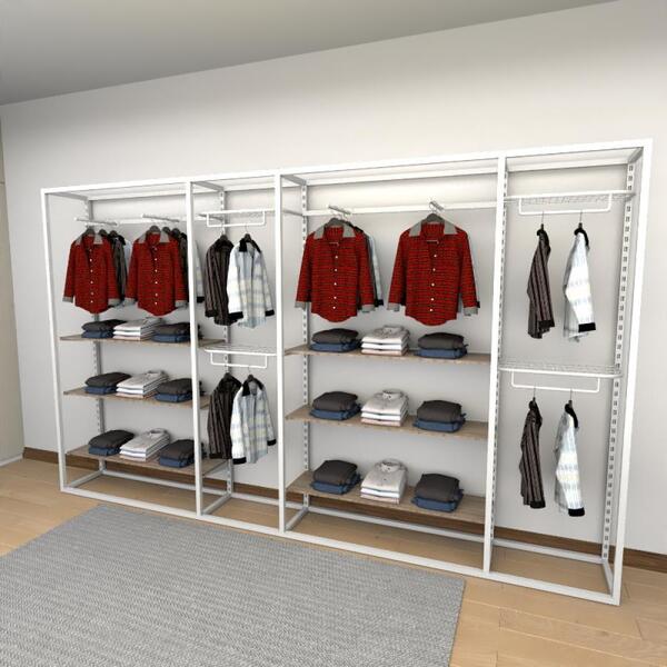 Closet Araras, Guarda Roupas Aberto Industrial Com 32 Peças B