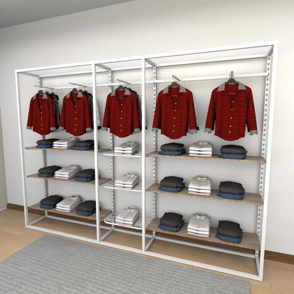 Closet Araras, Guarda Roupas Aberto Industrial Com 32 Peças B