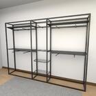 Closet Araras, Guarda Roupas Aberto Industrial Com 32 Peças P