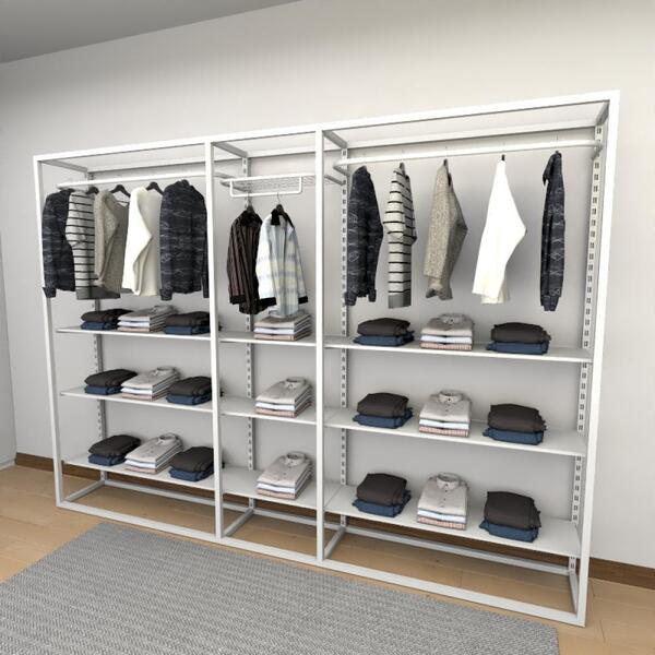 Closet Araras, Guarda Roupas Aberto Industrial Com 33 Peças B