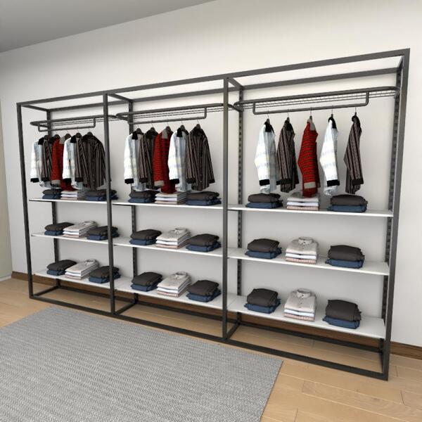 Closet Araras, Guarda Roupas Aberto Industrial Com 33 Peças P