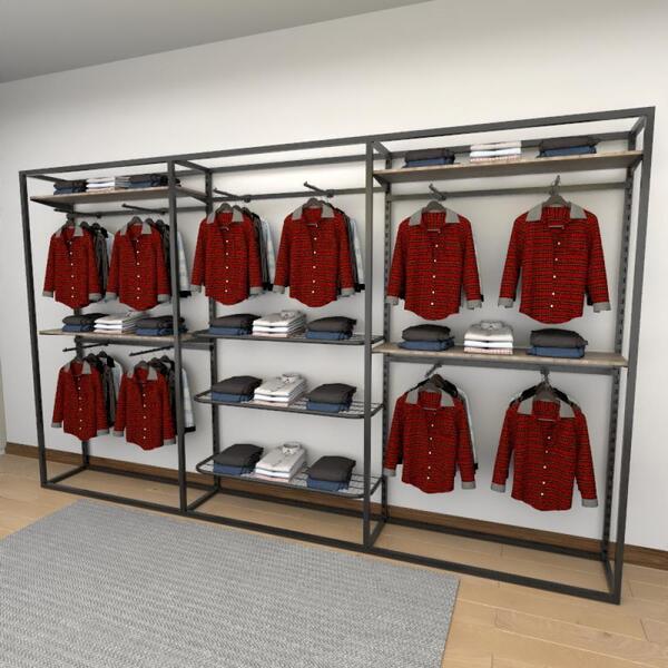 Closet Araras, Guarda Roupas Aberto Industrial Com 33 Peças P