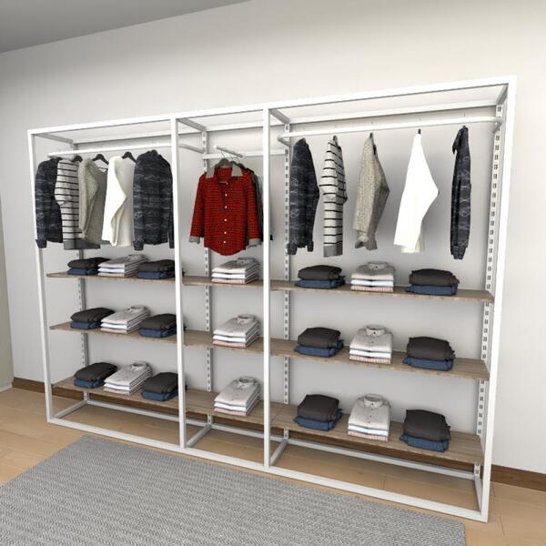 Closet Araras, Guarda Roupas Aberto Industrial Com 34 Peças B