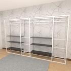 Closet Araras, Guarda Roupas Aberto Industrial Com 34 Peças B