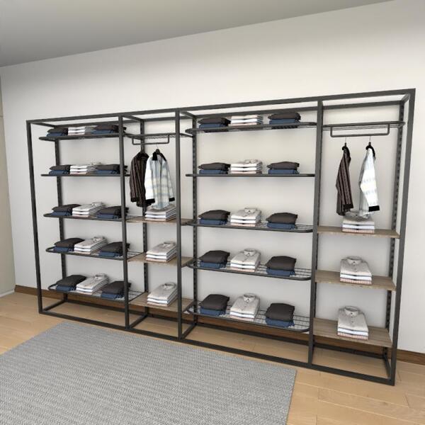 Closet Araras, Guarda Roupas Aberto Industrial Com 34 Peças P