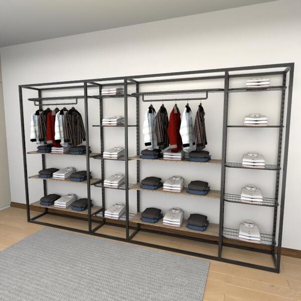 Closet Araras, Guarda Roupas Aberto Industrial Com 34 Peças P