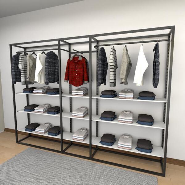 Closet Araras, Guarda Roupas Aberto Industrial Com 34 Peças P