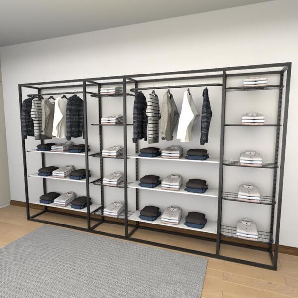 Closet Araras, Guarda Roupas Aberto Industrial Com 34 Peças P