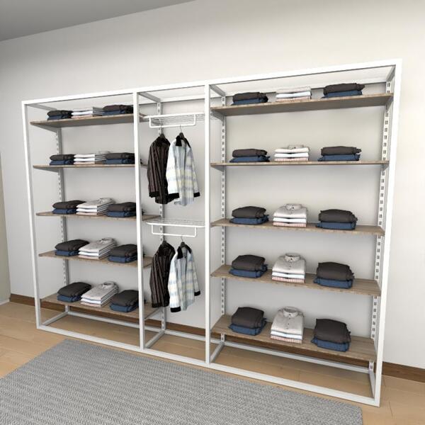 Closet Araras, Guarda Roupas Aberto Industrial Com 35 Peças B