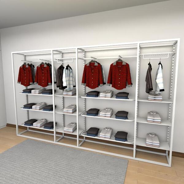 Closet Araras, Guarda Roupas Aberto Industrial Com 36 Peças B