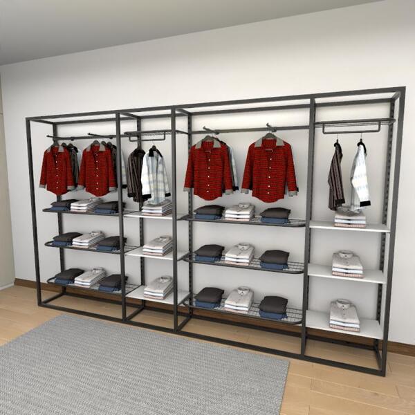 Closet Araras, Guarda Roupas Aberto Industrial Com 36 Peças B