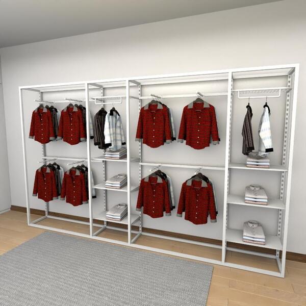 Closet Araras, Guarda Roupas Aberto Industrial Com 36 Peças B