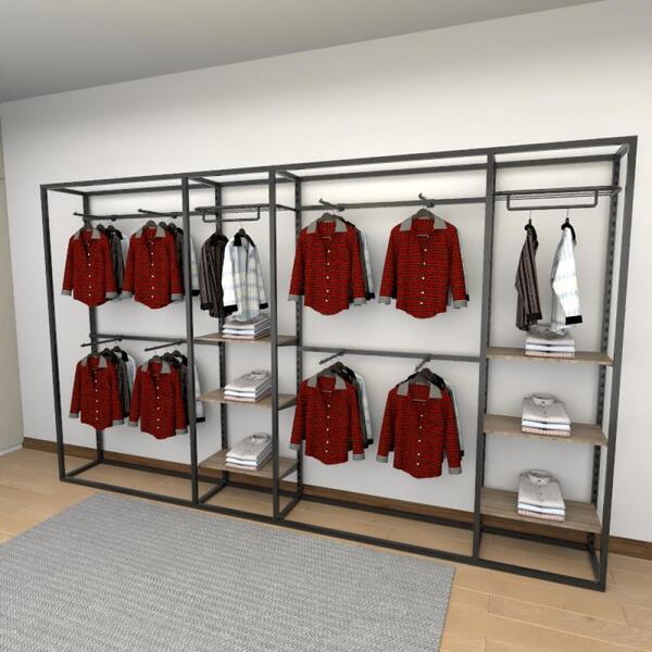 Closet Araras, Guarda Roupas Aberto Industrial Com 36 Peças P