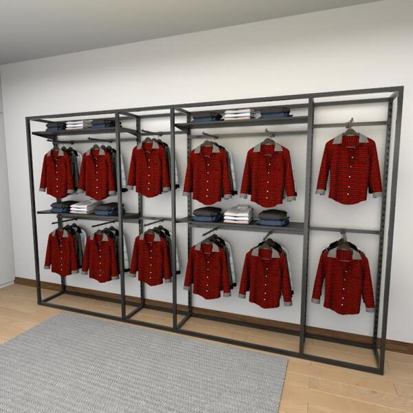 Closet Araras, Guarda Roupas Aberto Industrial Com 36 Peças P