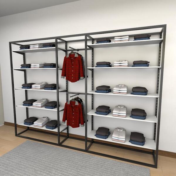 Closet Araras, Guarda Roupas Aberto Industrial Com 37 Peças B