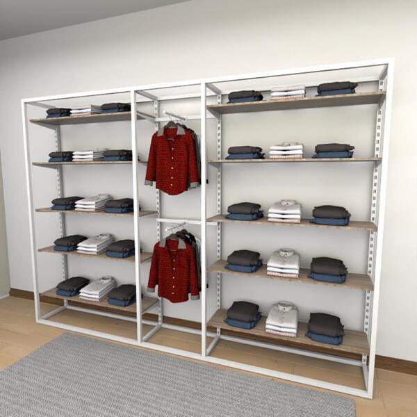 Closet Araras, Guarda Roupas Aberto Industrial Com 37 Peças B