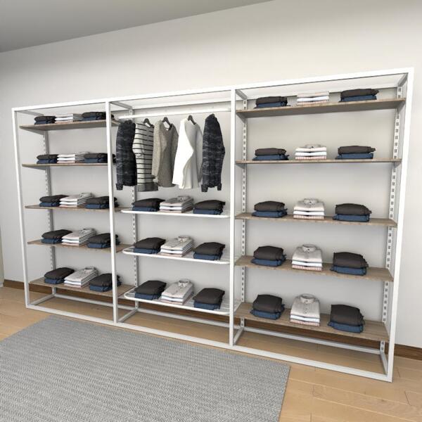 Closet Araras, Guarda Roupas Aberto Industrial Com 37 Peças B