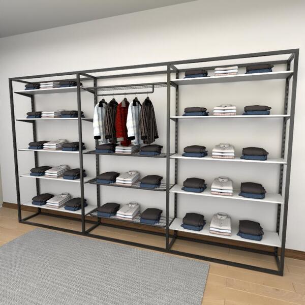 Closet Araras, Guarda Roupas Aberto Industrial Com 37 Peças P