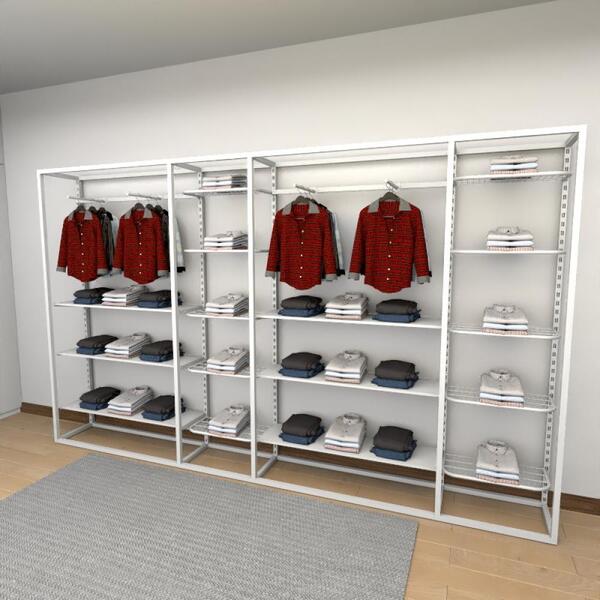 Closet Araras, Guarda Roupas Aberto Industrial Com 38 Peças B