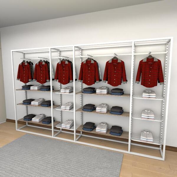 Closet Araras, Guarda Roupas Aberto Industrial Com 38 Peças B