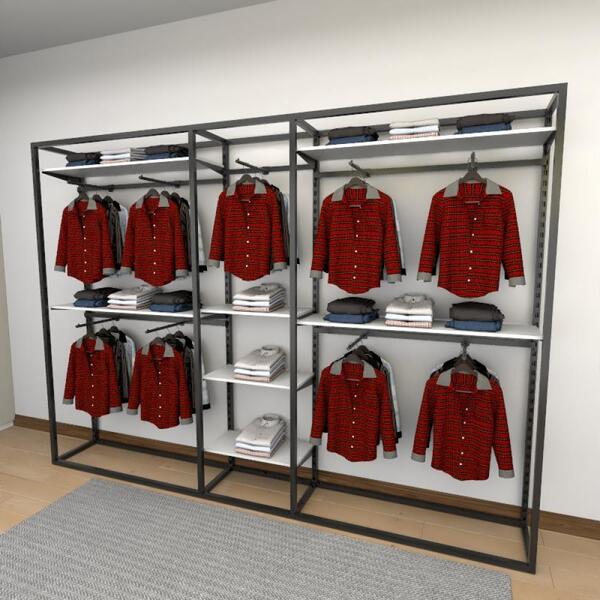 Closet Araras, Guarda Roupas Aberto Industrial Com 38 Peças P