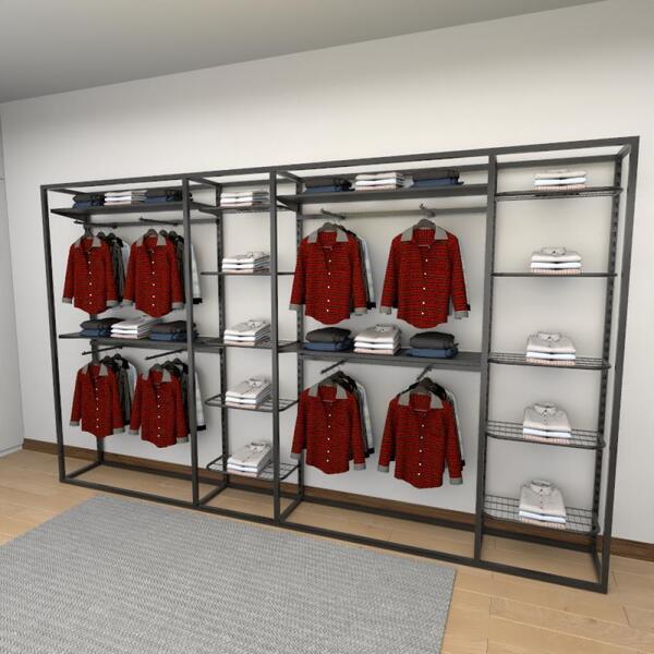 Closet Araras, Guarda Roupas Aberto Industrial Com 38 Peças P